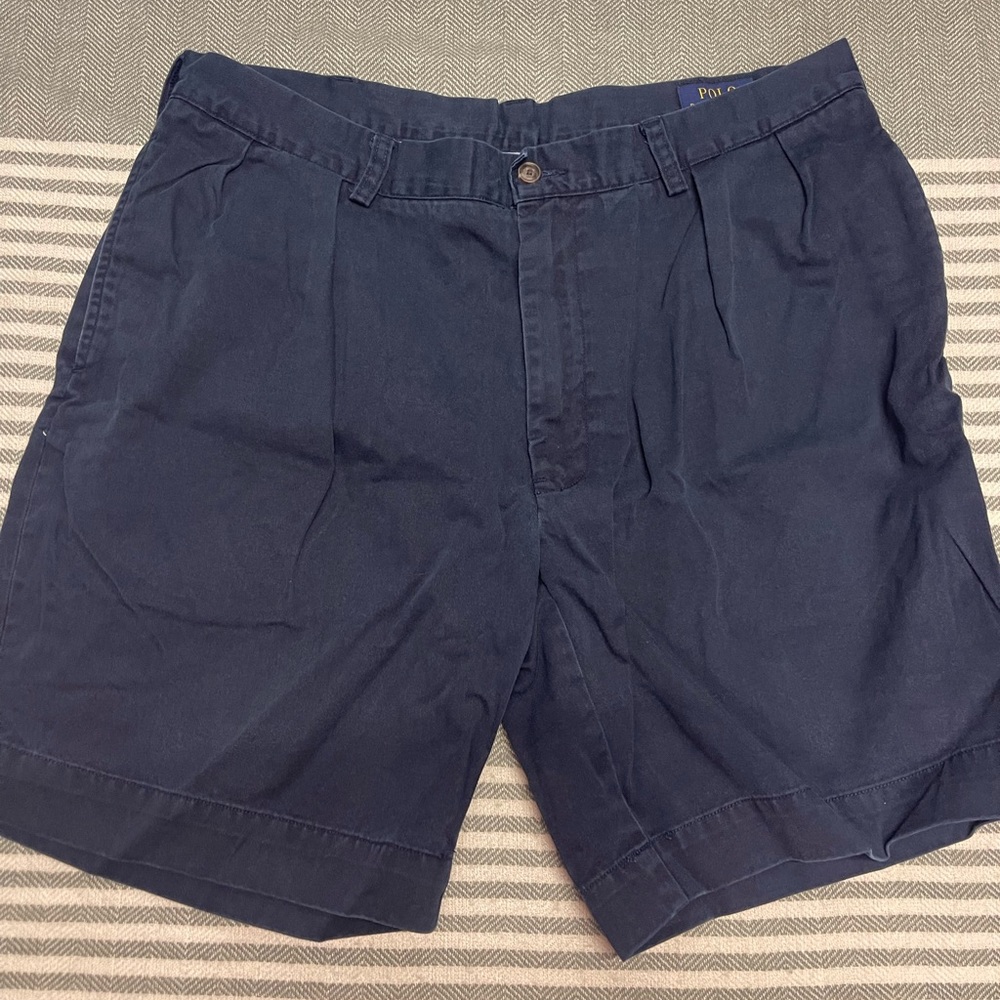 Ralph Lauren Dark Blue Classic‎ Fit Pleated 9” Shorts